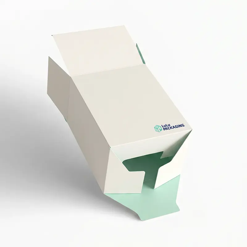 White snap lock bottom cosmetic packaging box with reinforced heavy-duty folding carton structure